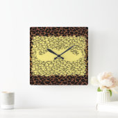 Funny Mustache und Leopard Quadratische Wanduhr (Zuhause)