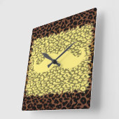 Funny Mustache und Leopard Quadratische Wanduhr (Winkel)