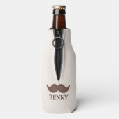 Funny Mustache Vater's Day Bester Vater jemals Coo Flaschenkühler (Flasche Rückseite)