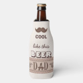 Funny Mustache Vater's Day Bester Vater jemals Coo Flaschenkühler (Flaschenvorderseite)