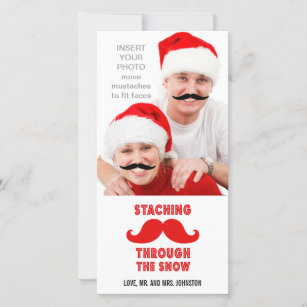 Funny Mustache Weihnachts-Fotokarte Feiertagskarte