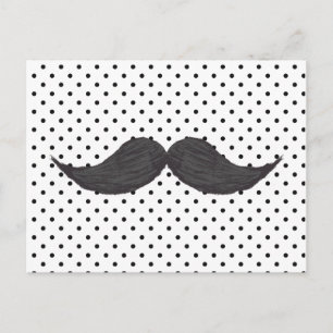 Funny Mustache Zeichnend und schwarze Polka Punkte Postkarte