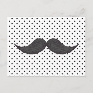 Funny Mustache Zeichnend und schwarze Polka Punkte Postkarte