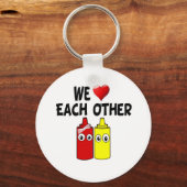 Funny Mustard Ketchup Couple Schlüsselanhänger (Vorderseite)