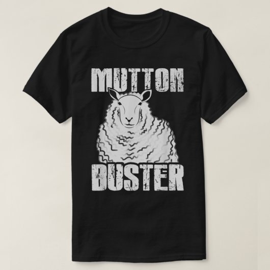 Funny Mutton Buster Sheep Rodeo Humor Design T-Shirt (Design vorne)
