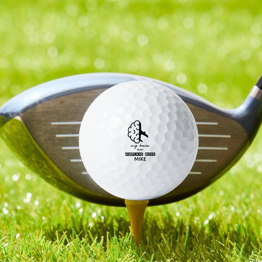 Funny My Brain is on Airplane Mode Coworker Travel Golfball