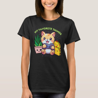 Funny My Lieblings-Dinge Katzen Pflanze & Tacos Ga T-Shirt