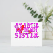 Funny My Sister hat die beste Schwester Postkarte (Stehend Vorderseite)