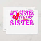 Funny My Sister hat die beste Schwester Postkarte (Vorne/Hinten)