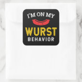 Funny My Wurst Behavior Oktoberfest Quadratischer Aufkleber (Tasche)
