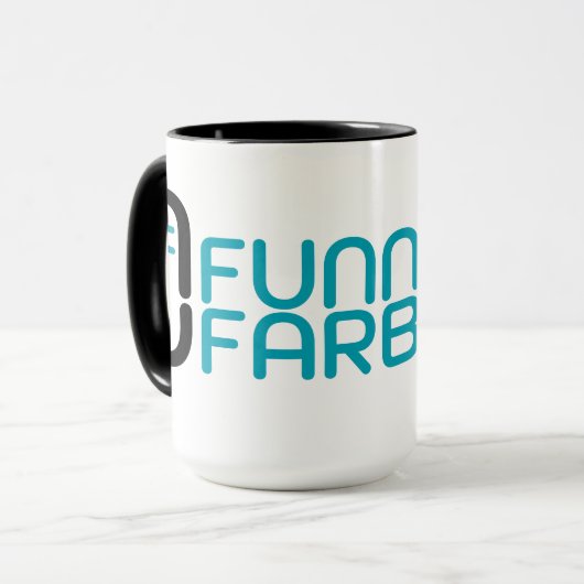 Funny N Farbsy Microphone Logo & Wordmark Mug Tasse (Vorderseite Links)