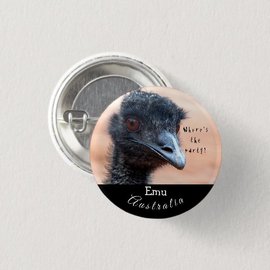 Funny nah von einer Emu in Australien Button (Vorne & Hinten)
