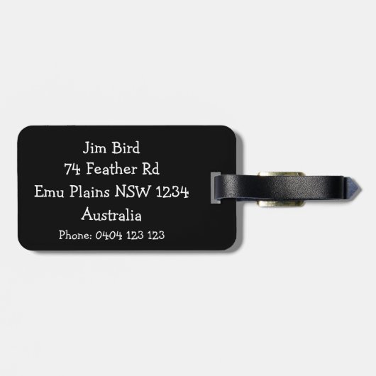 Funny nah von einer Emu in Australien Gepäckanhänger (Rückseite horizontal)