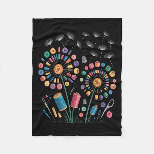 Funny Nähen Dandelion Blume Thread Tasten Quil Fleecedecke (Vorderseite)