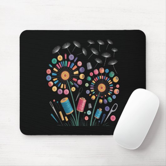Funny Nähen Dandelion Blume Thread Tasten Quil Mousepad (Mit Mouse)