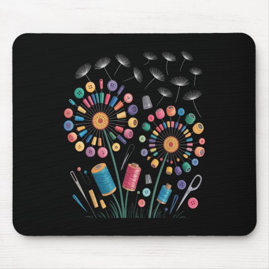 Funny Nähen Dandelion Blume Thread Tasten Quil Mousepad (Vorne)