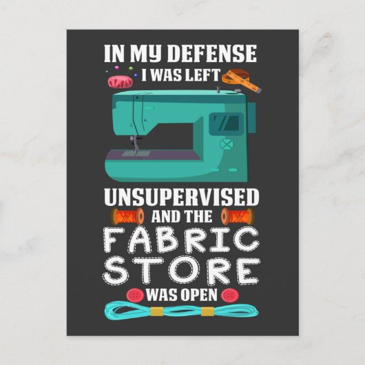 Funny Nähquote Garn Fabric Store Spaß Kanalisation Postkarte (Vorderseite)