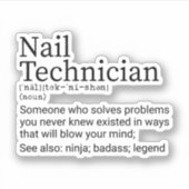 Funny Nail Tech Definition, Nageltechnikgeschenke Aufkleber (Vorderseite)