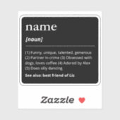 Funny Name Definition Wörterbuch Schwarz Aufkleber (Blatt)