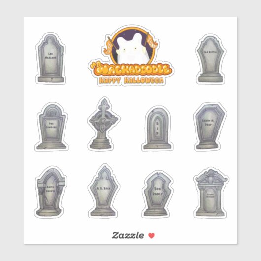 Funny Name Gravestones Sticker Sheet zu Halloween (Blatt)