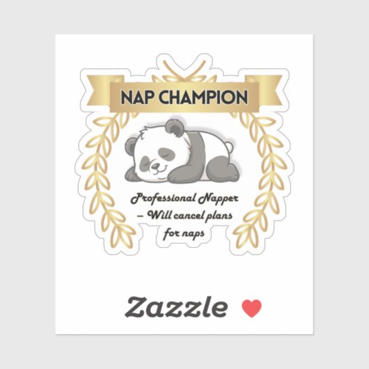 Funny Nap Champion Panda Sticker (Blatt)