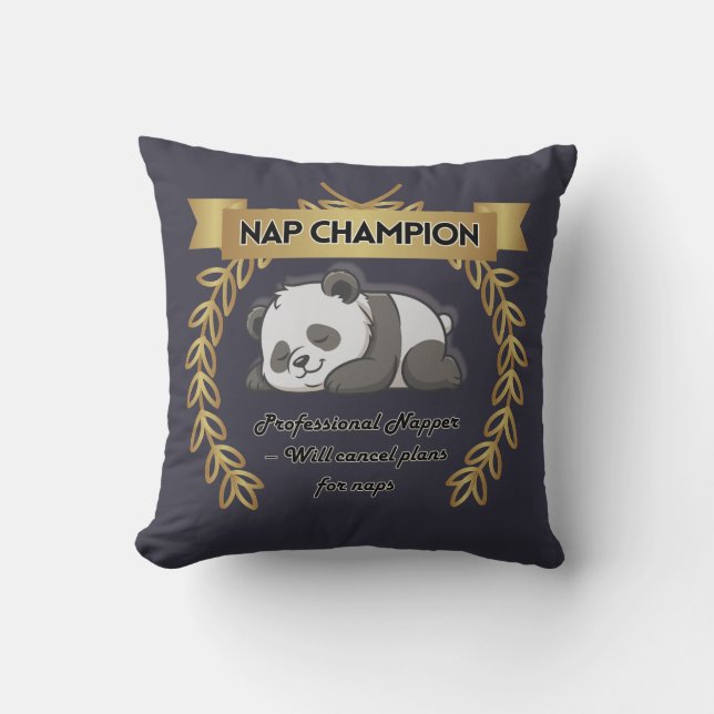 Funny Nap Champion Pillow – Cute Panda Cushion Kissen (Vorderseite)