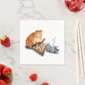 Funny Napkins Cat and Mouse Playing Schach Cartoon Serviette (Beispiel)