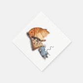 Funny Napkins Cat and Mouse Playing Schach Cartoon Serviette (Ecke)