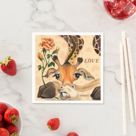 Funny Napkins Giraffe mit Rose - Benutzerdefiniert Serviette (Beispiel)