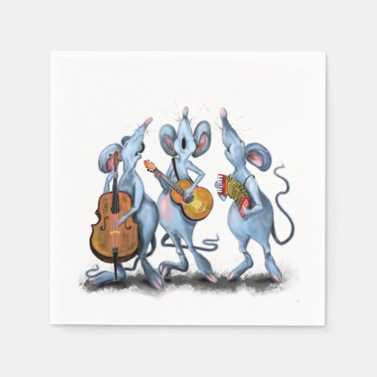 Funny Napkins mit der Maus Music Band - individuel Serviette (Vorderseite)