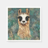 Funny Napkins mit seinem neugierigen Baby Llama Serviette (Vorderseite)