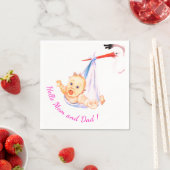 Funny Napkins Stork Carried Baby - Custom Text Serviette (Beispiel)