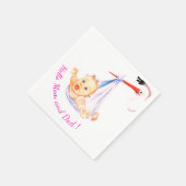 Funny Napkins Stork Carried Baby - Custom Text Serviette (Ecke)