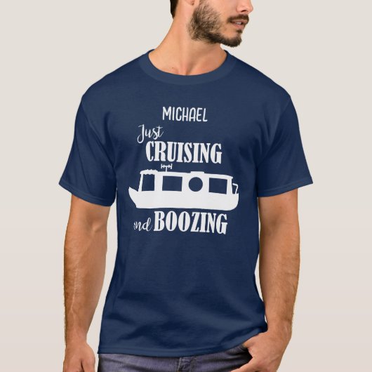 Funny Narrowboat Cruising and Boozing T-Shirt (Vorderseite)