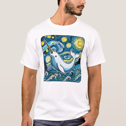 Funny Narwhal Expressionismus T-Shirt (Vorderseite)