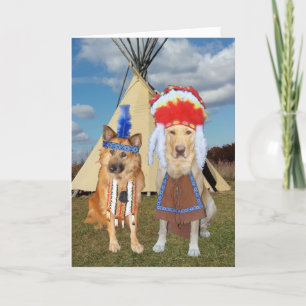Funny Native American Dogs Valentine Feiertagskarte
