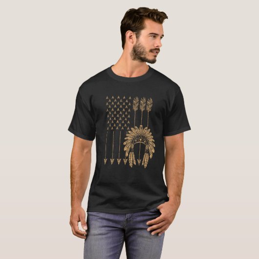 Funny Native American Flag Geschenk Cool USA Tribe T-Shirt (Vorne ganz)