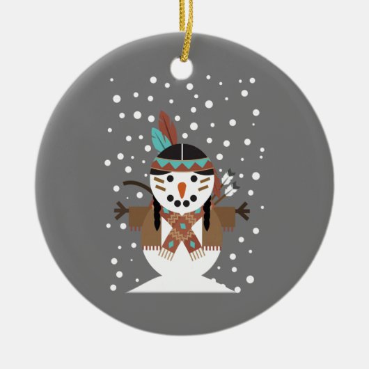 Funny Native American Weihnachtsbaumdekorationen Keramik Ornament (Vorne)