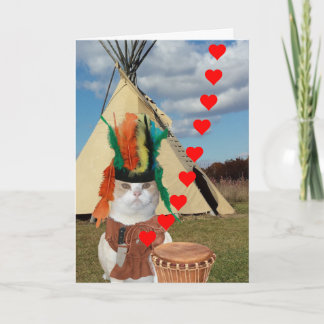 Funny Native Amerikanische Ureinwohner Kitty Valen Feiertagskarte