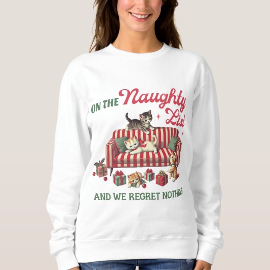 Funny Naughty Cat Christmas Ugly Sweater Party Sweatshirt (Vorderseite)