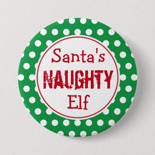 Funny Naughty Elf Christmas Button Button (Vorderseite)