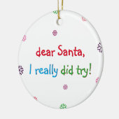 Funny Naughty Kids Santa I wirklich versucht Urlau Keramikornament (Links)