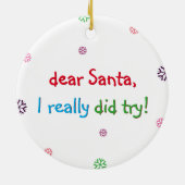 Funny Naughty Kids Santa I wirklich versucht Urlau Keramikornament (Hinten)