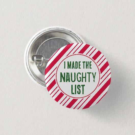 Funny Naughty List Christmas Button Button (Vorne & Hinten)