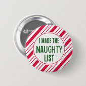 Funny Naughty List Christmas Button Button (Vorne & Hinten)