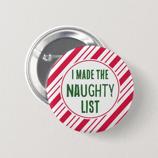 Funny Naughty List Christmas Button Button (Vorne & Hinten)