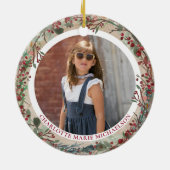 Funny Naughty List Personalisiertes Foto Botanisch Keramik Ornament (Hinten)