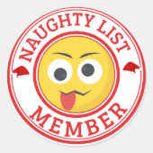 Funny Naughty List Weihnachten Runder Aufkleber (Vorderseite)