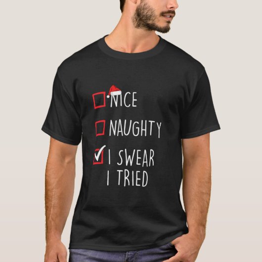 Funny Naughty Nice Christmas Family Pajama Men Wom T-Shirt (Vorderseite)