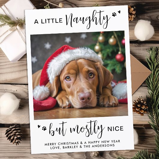 Funny Naughty Nice Personalisierten Niedlichen Hun Feiertagskarte